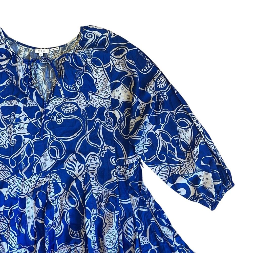 Rhode Women’s Sz M Blue Floral Print Mini Dress Emma Long Sleeve Mini - Picture 4 of 15